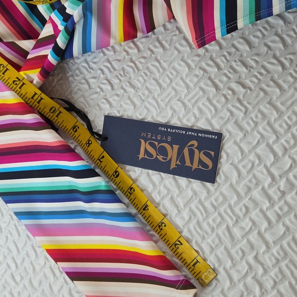 Stylest System  Dream Sculpt Zip Swimsuit Multicolor Stripes Large UPF 50 - Picture 14 of 16